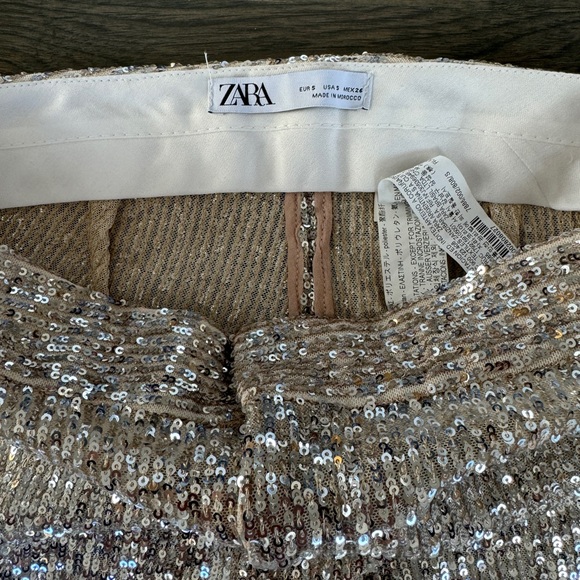 ZARA silver sequin flare pants size small - Picture 9 of 10